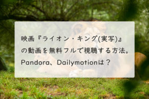 映画『ライオン・キング(実写)』の動画を無料フル(字幕/吹替)で視聴する方法。Pandora、Dailymotionは？